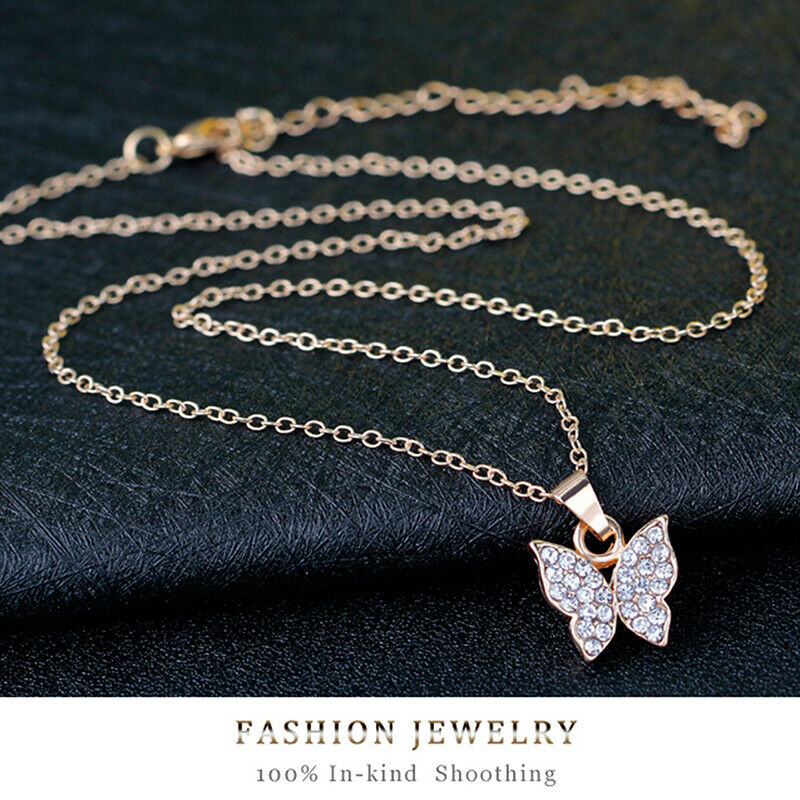 4 PCS Cute Butterfly Shaped Necklace Earrings Sets Jewelry Crystal Sets G.l8