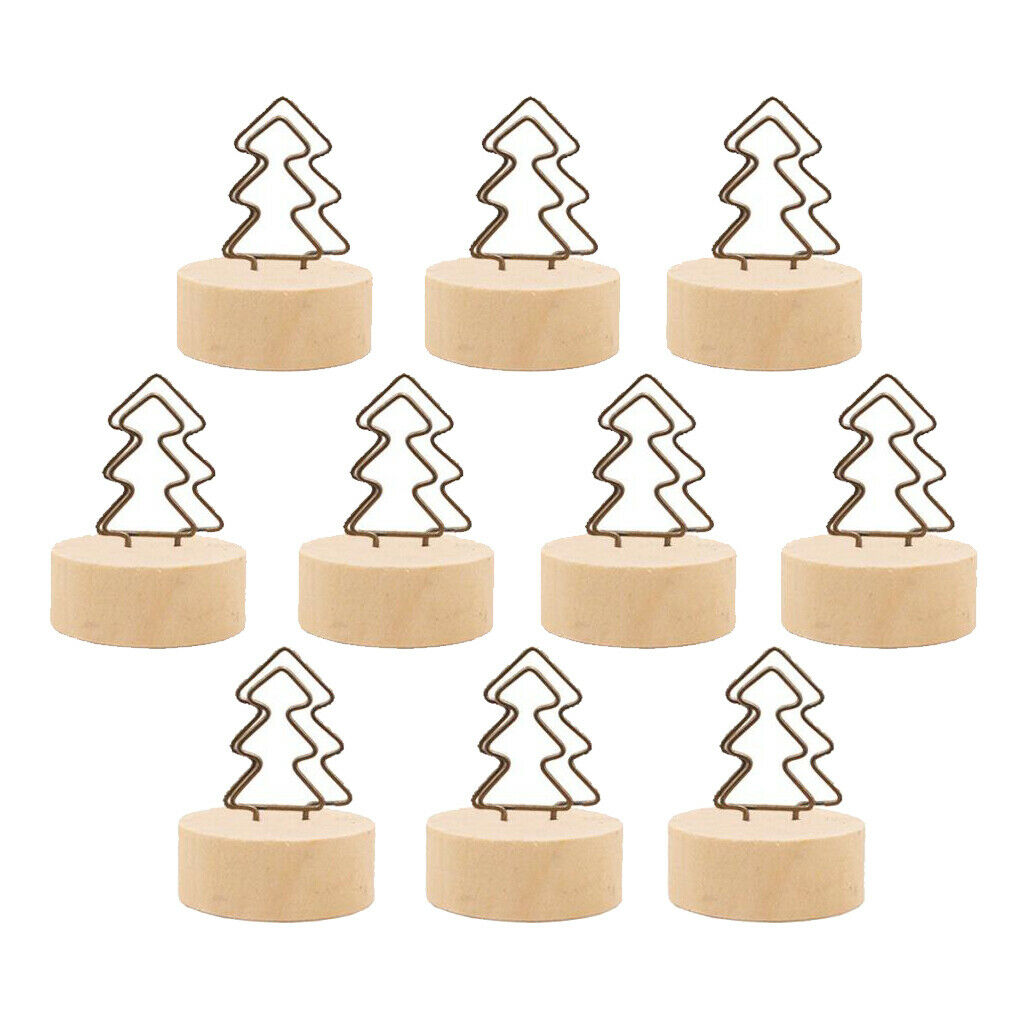 10x Wooden Base Wire Photo Clip Wedding Table Place Card Holder Tree