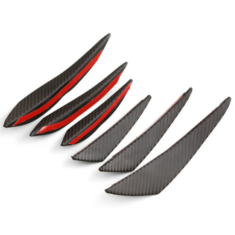 6Pcs Carbon Fiber Style Car Front Bumper Lip Splitter Body Spoiler Canards DD