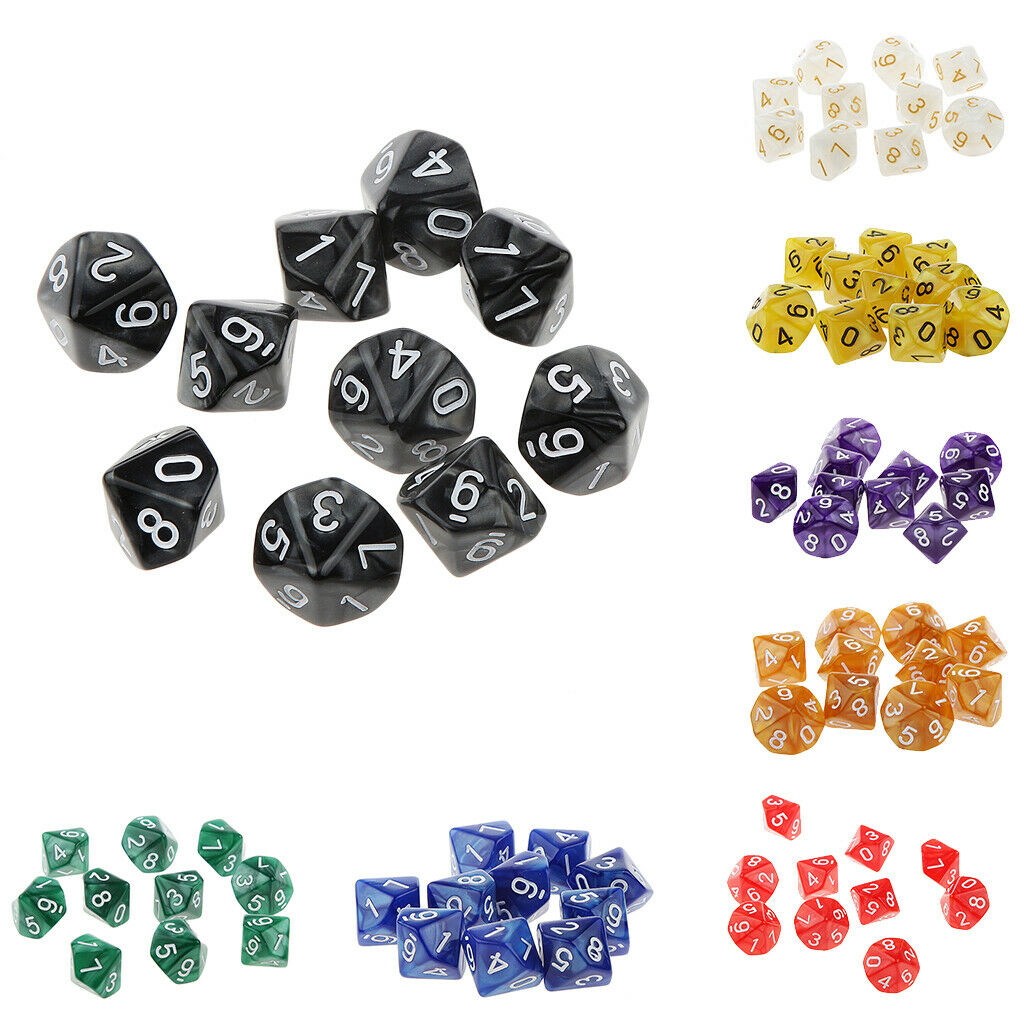 Multi sided dice set of 20 D10 Dungeons D&D RPG Role play