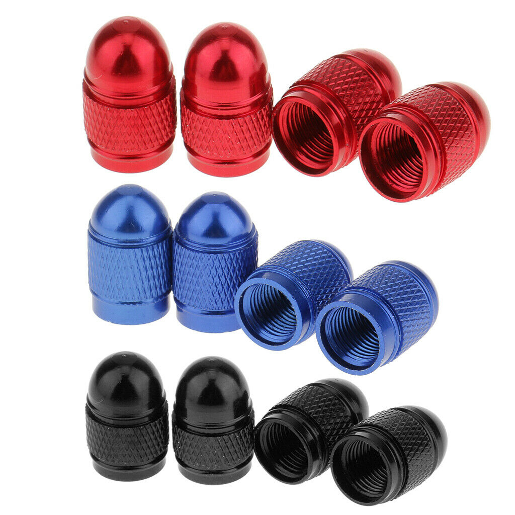 12 Pieces Bullet Style Rim Valve/Wheel Air Port Cover Stems (Red+Black+Blue)