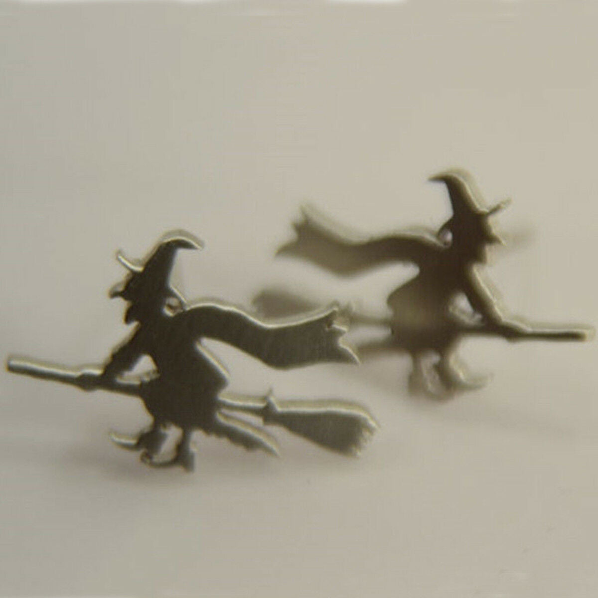 Tiny Women FLYING WITCH Wicked Broom Ear Studs Earrings Halloween Gift