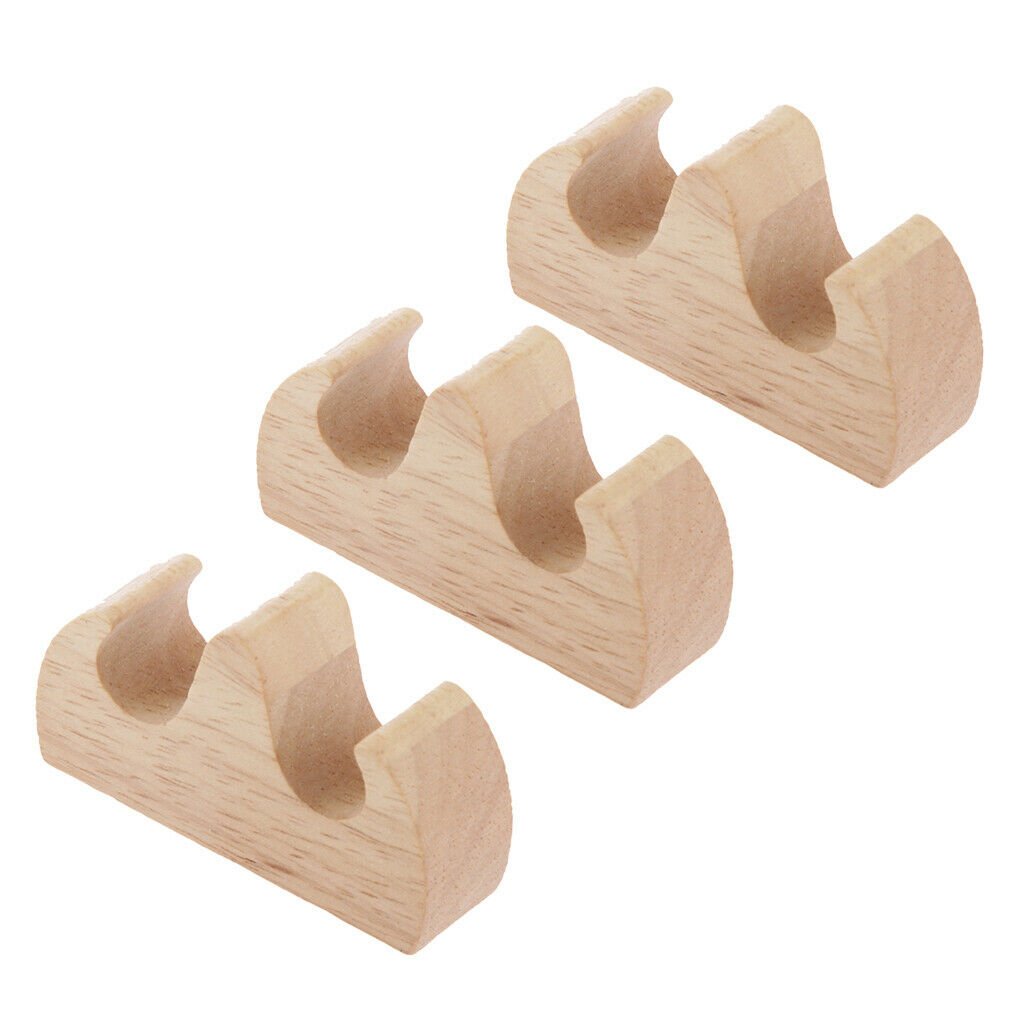 3x Wooden 2 Ports Chinese Writing Calligraphy Brush Pen Rest Stand Supporter