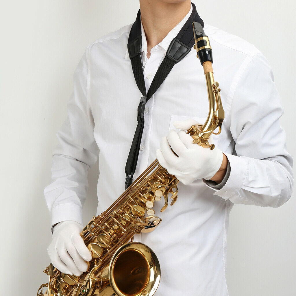 Saxophone Sax Soft Neck Strap for Alto Tenor Soprano w/ Hook Clasp Elastic
