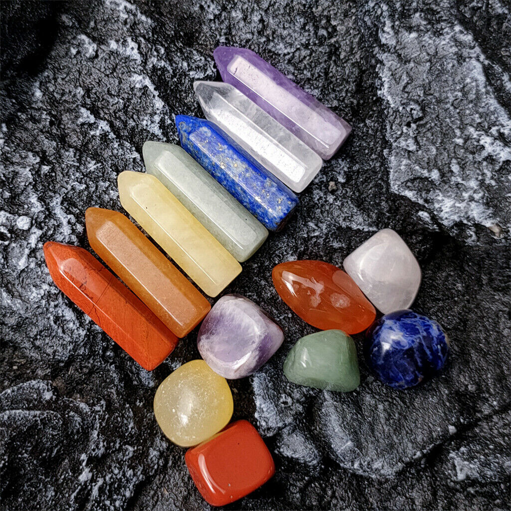Multi-colored Crystal Energy Stones Hexagonal Column Red Jasper Topaz Gems