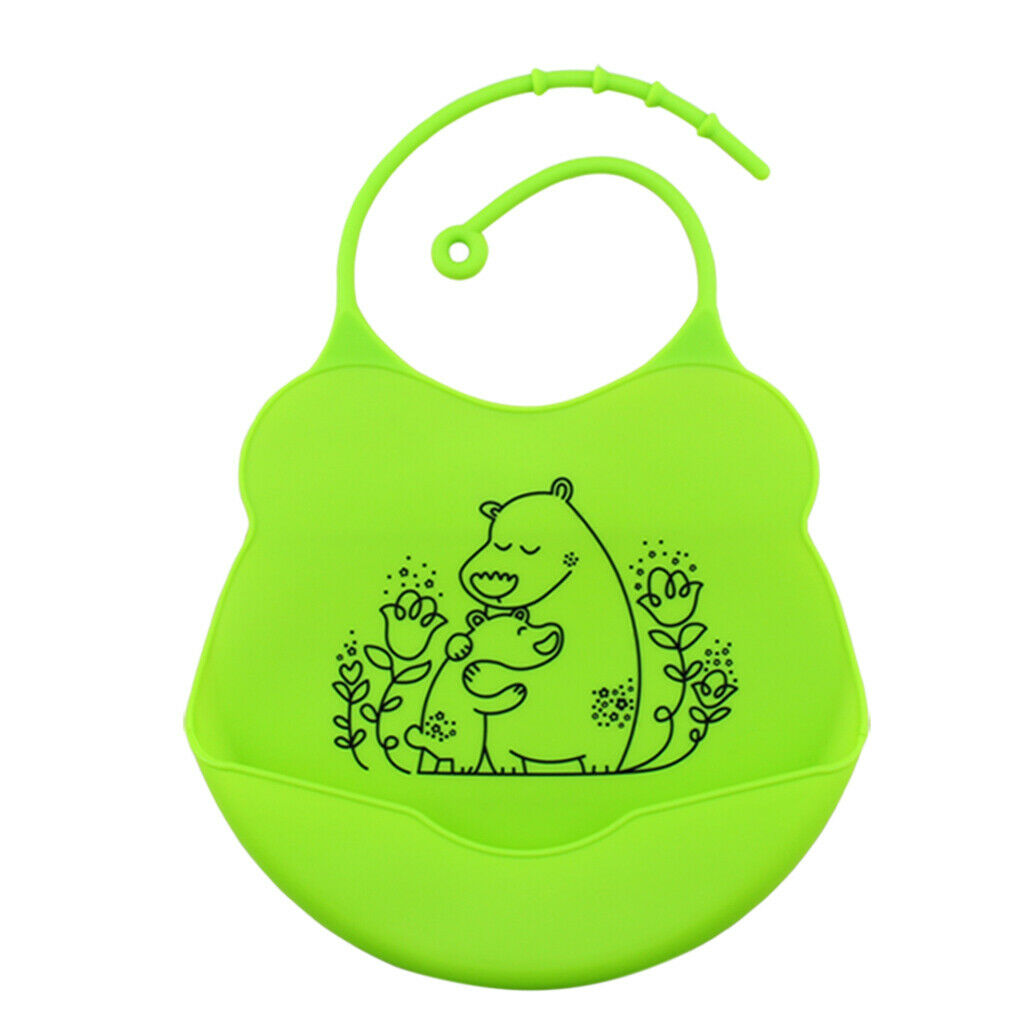 2 Pieces Soft Silicone Baby Eat Bibs Dining Aprons Easy Clean With Pocket