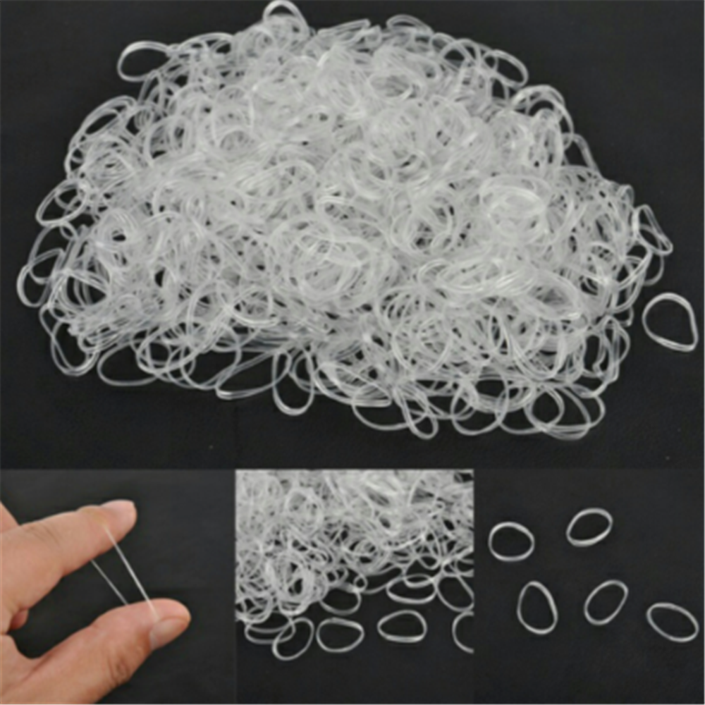 500X Girl's Mini Small Clear Rubber Hair Elastic Braids Plaits Braiding Band Lot