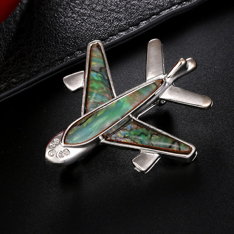 Airplane Aircraft Plane Brooch Pin Shell Shirt Collar Lapel Brooch Jewelry GY1