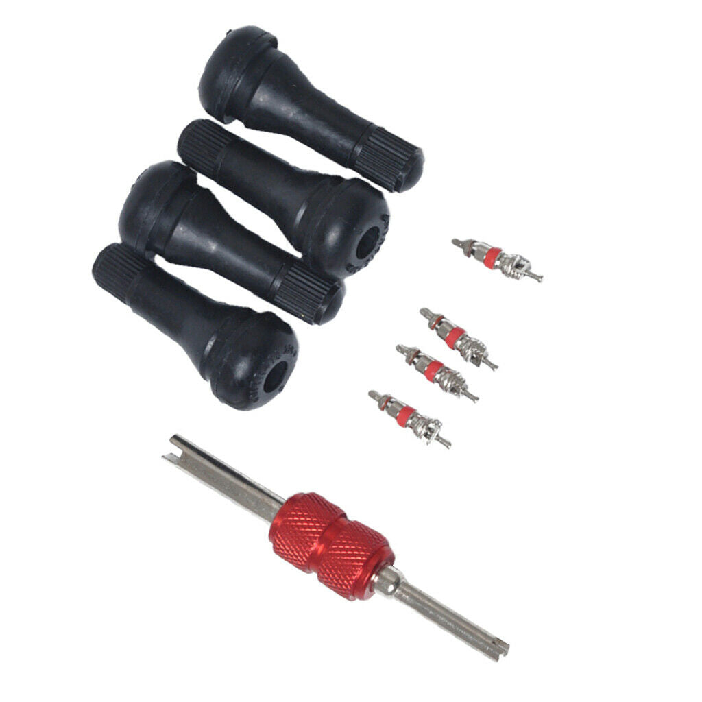 Aluminum Alloy Dual Head Valve Core Remover with 4pcs Valve Cores with 4pcs