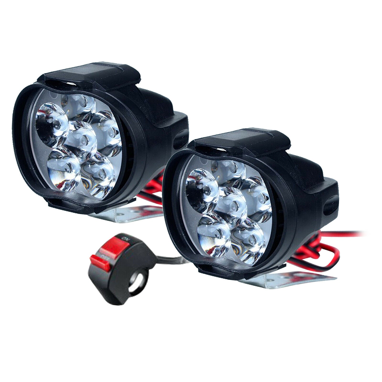 6 Led Motorbike Bike Scooter Headlight with Switch Head Light Fog Spotlight