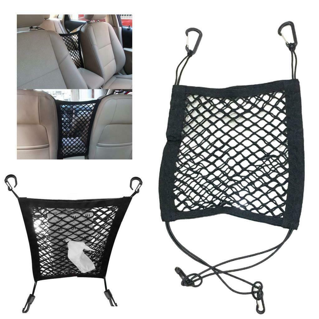 Universal Black Double Layer Car Seat Organizer Net Umbrella Holder Pocket