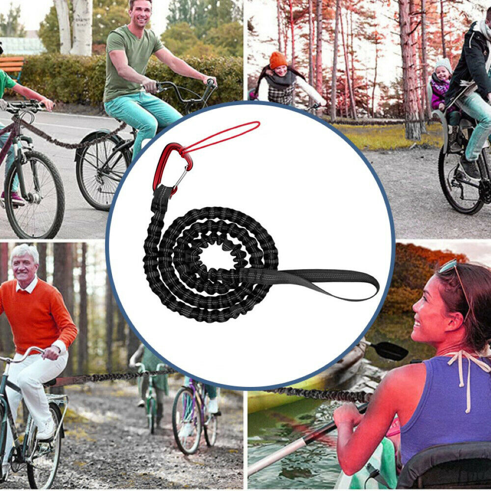 Bicycle Tow Rope Parent Child Stretched Elastic Pull Rope w/Safety Hook Cycling