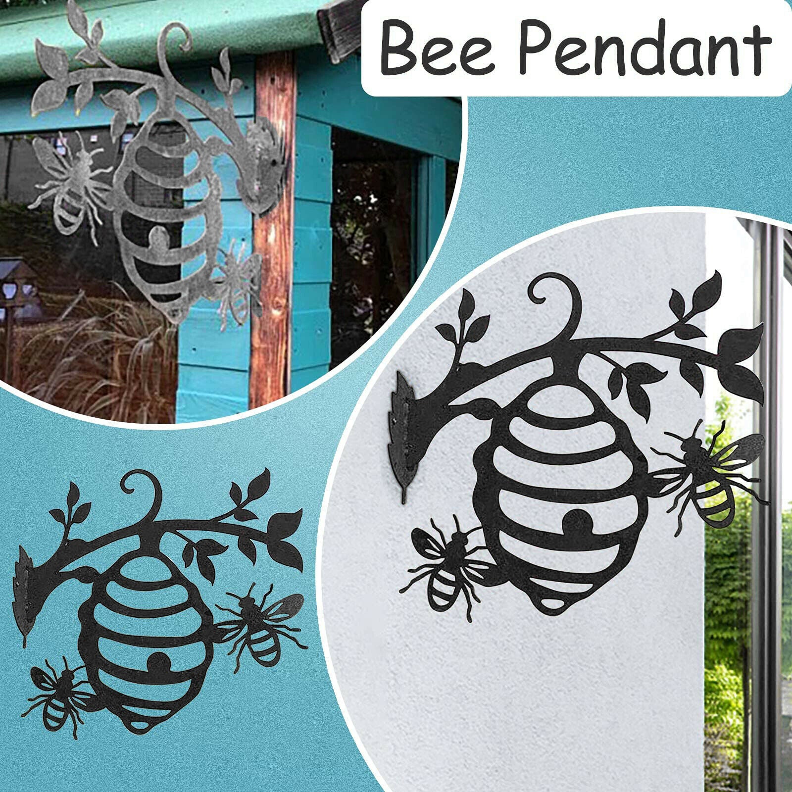 Stake Decor Bee Hive on Branch Metal Fairy Silhouette Ornament Backyard Tree