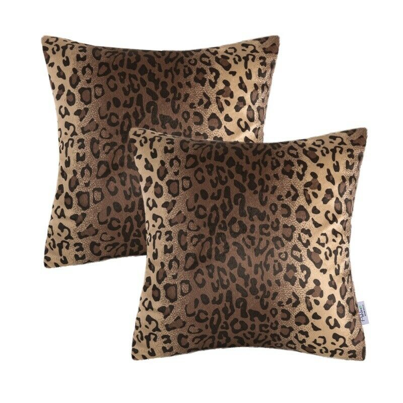 2X Faux Fur Throw Pillow Cover Soft Plush Leopard Print Pillow Case Cushion