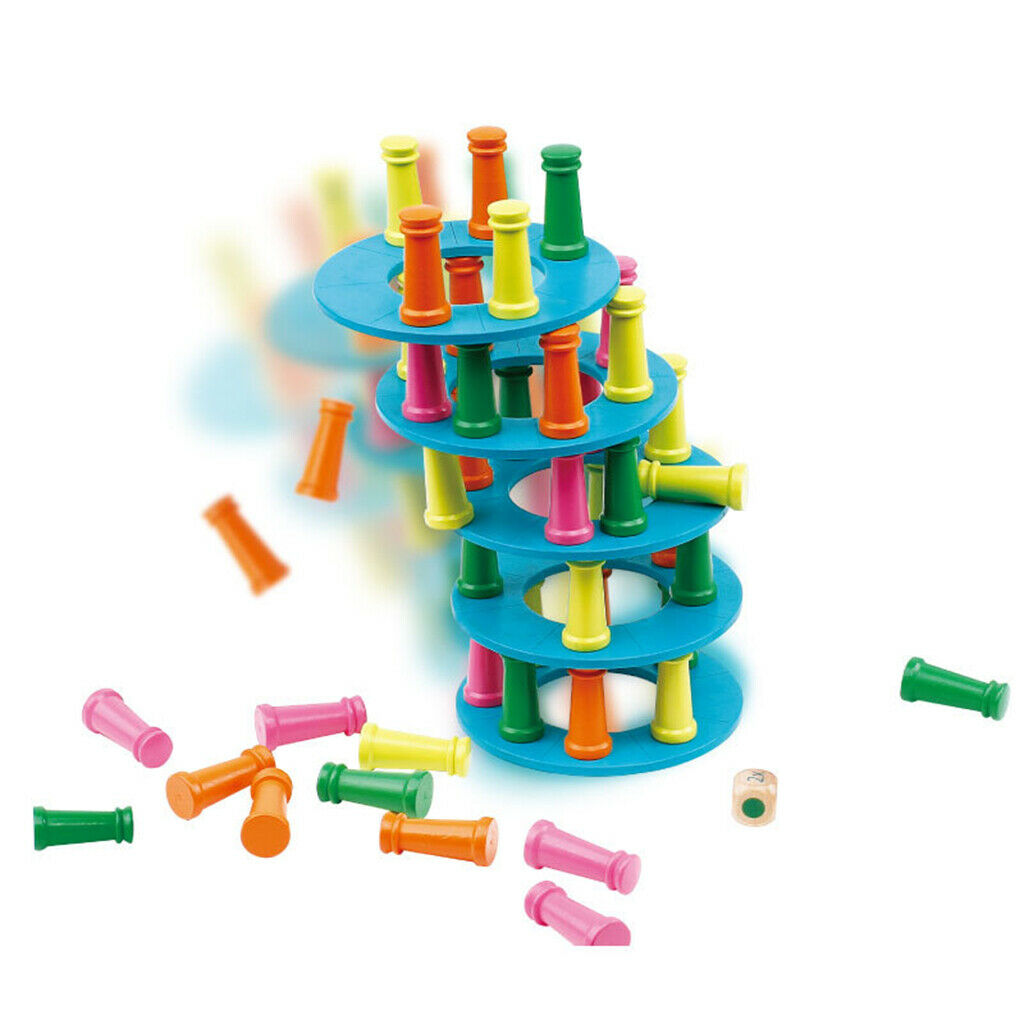 Colored Stacking Game Wooden Building Blocks Tower Board Games for Kids Adults,