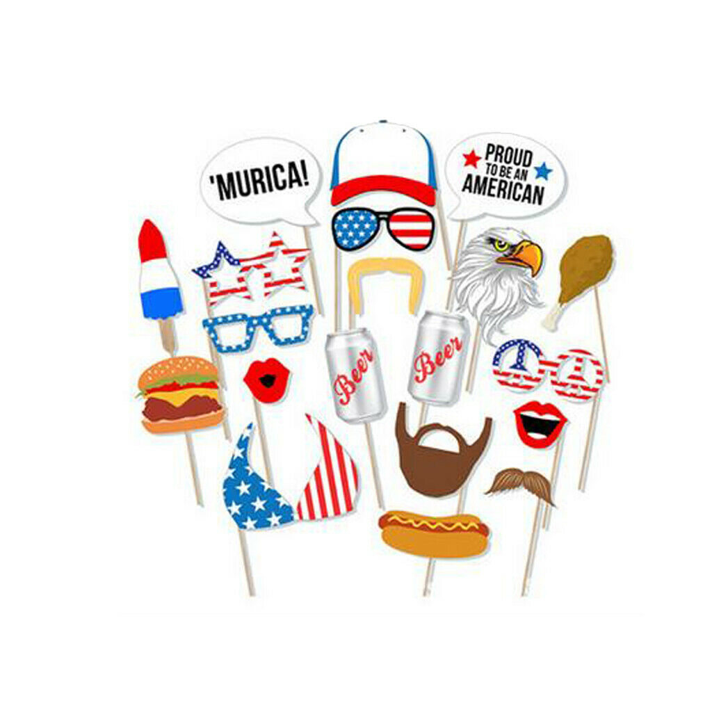 20 Pieces Funny USA Independent Day Photo Booth Prop July 4th Party Decor