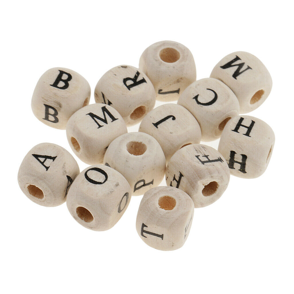 200pcs   Mini   Wooden   Alphabet   Letters   Cube   Beads   for   Jewelry