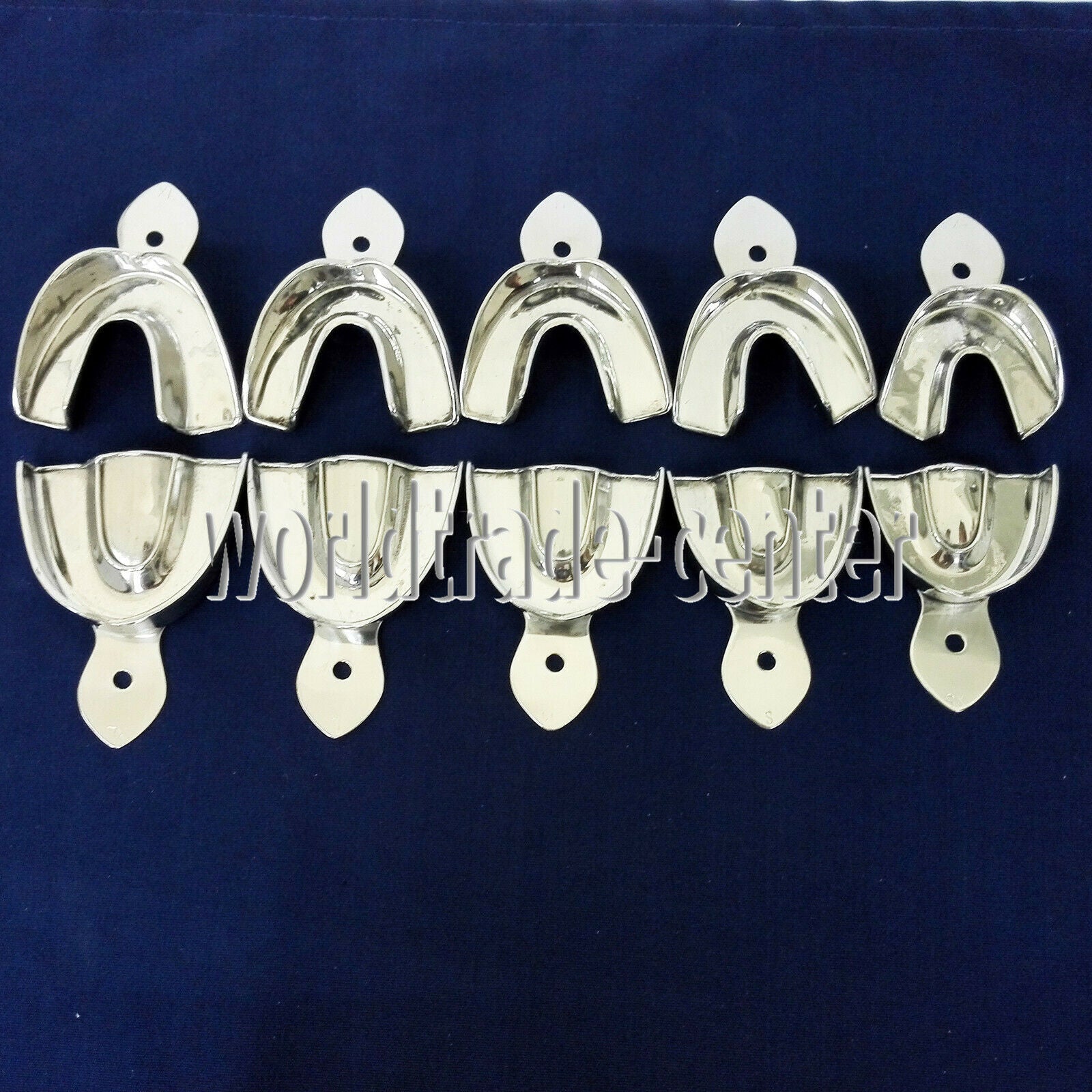 HOT 10PCS DENTAL STAINLESS STEEL NON-PERFORATED IMPRESSION TRAYS AUTOCLAVABLE