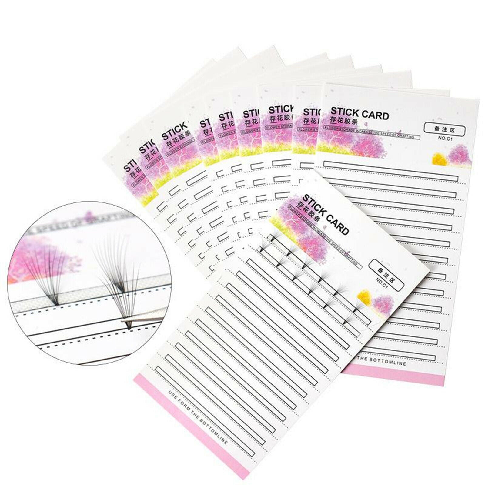 10x Eyelash Fan Holder Storage Card Premade Volume Lash Storage Sticky Strip