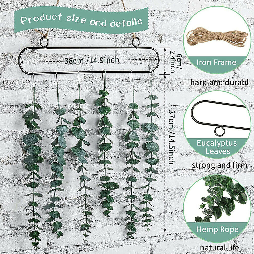 2Pcs Rustic Eucalyptus Wall Decor Plant Vine Boho Bedroom Wedding Decoration