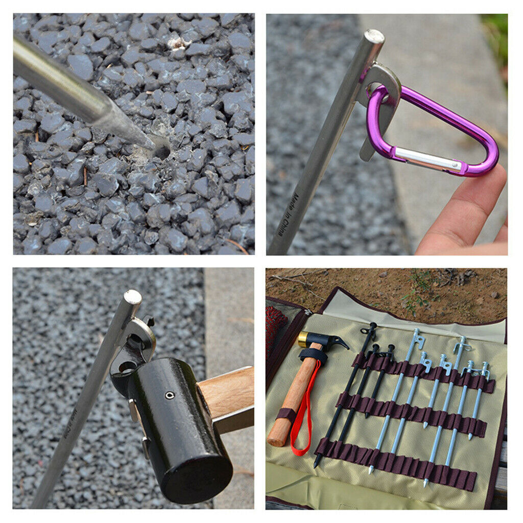 40CM 4pcs Heavy Duty Stainless Steel Camping Tent Stakes Pegs Ground Nail