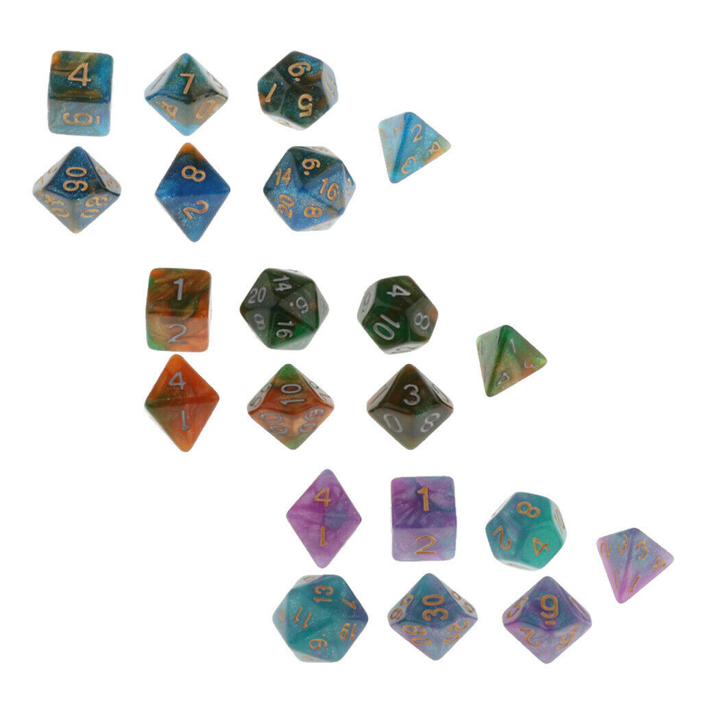 21Pcs Multi Sided 10-25mm Dice Role Playing Game for RPG Casino Supplies