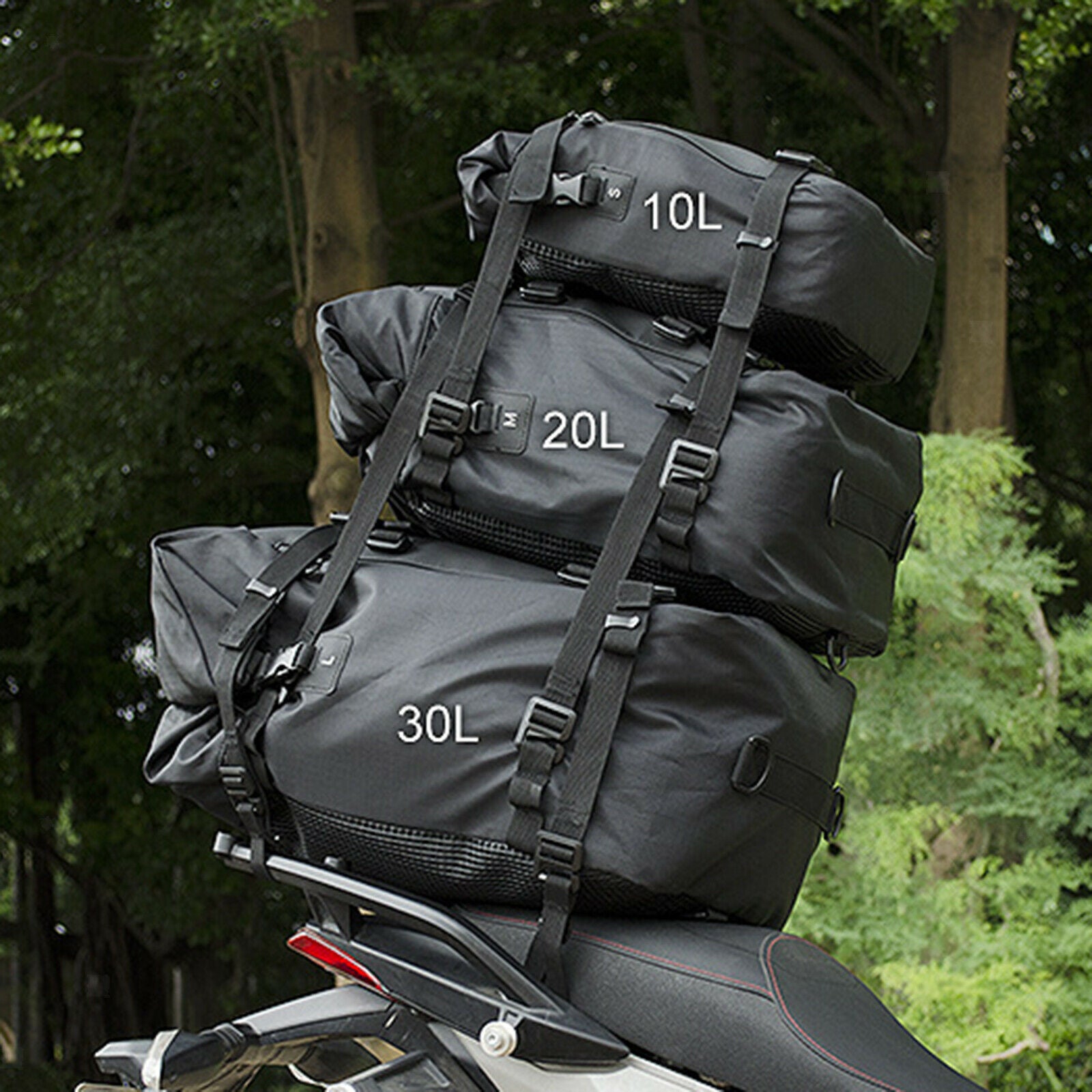 Universal Motorcycle Tail Bag Waterproof Saddle Bag Backpack Gear Black S
