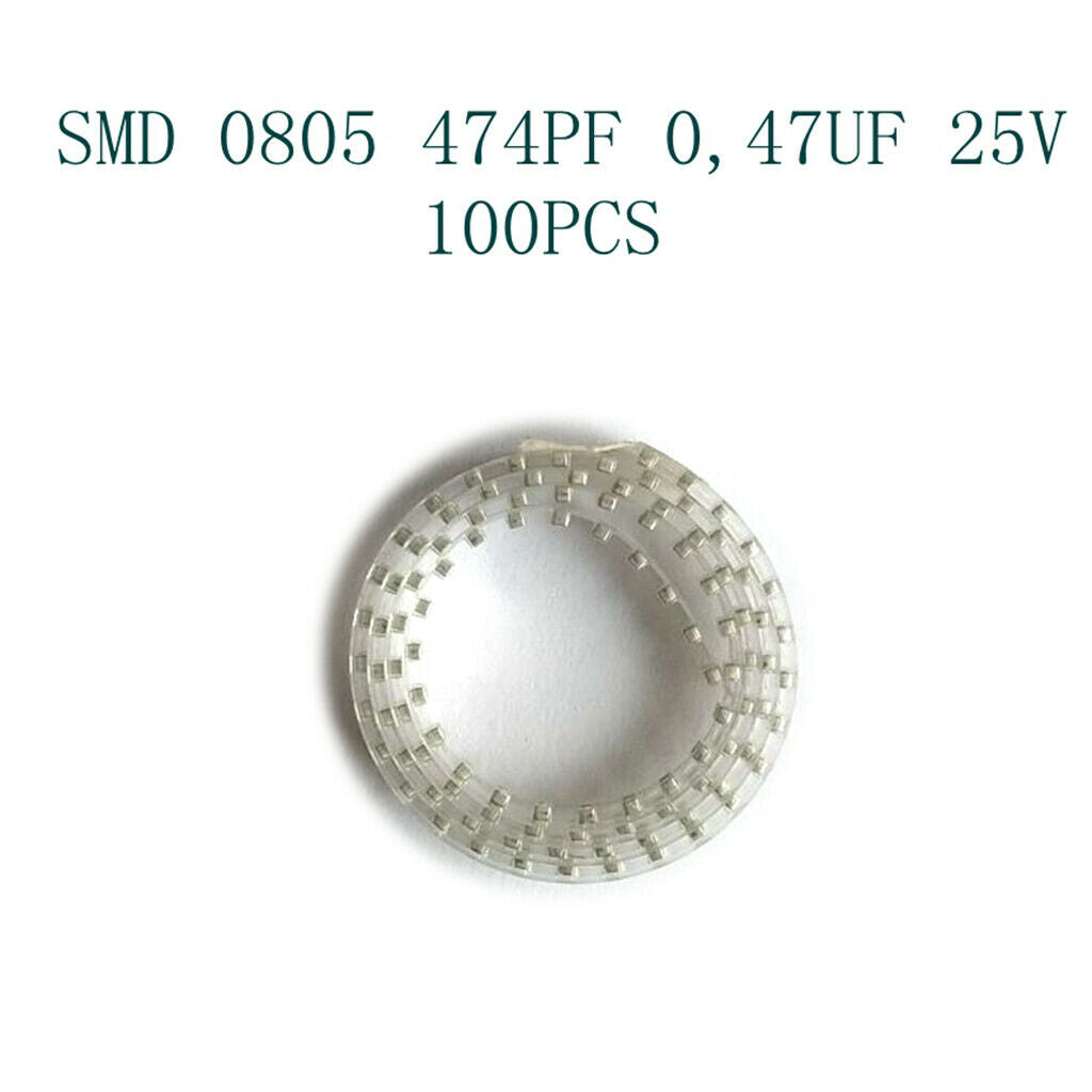100pcs SMD 0805 Chip Capacitor Kit Electron Components 474PF 0.47UF 25V 10%