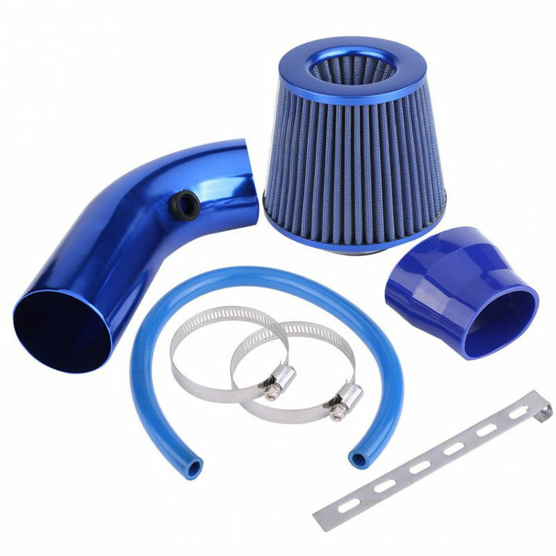Blue Air Intake Kit Pipe Diameter 3" +Cold Air Intake Filter+Clamp+Accessories