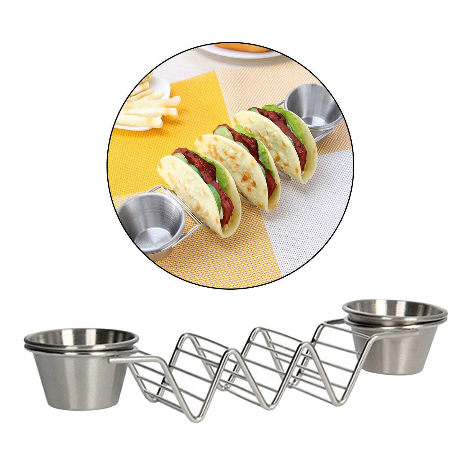 2Pcs Stainless Steel Taco Holder Tray Stand Rack Plate Kitchen Cooking Tool