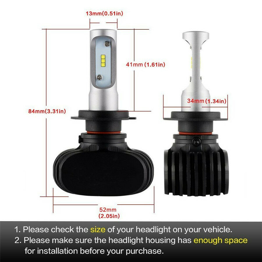2018 NEW H7 LED CAR HEADLIGHT KIT BULB 6500K REPLACEMENT HID XENON White 8000LM