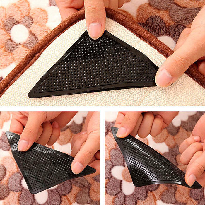 Batch 4 Brackets Grippy Rubber Triangle for Carpet With Stickers - New