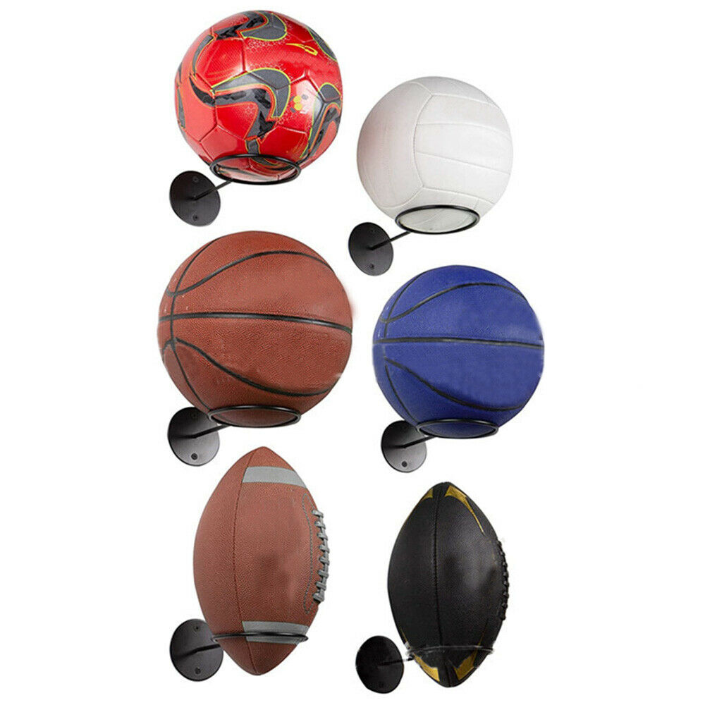 Wall Mounted Ball Rack Holder Basketball Football Hoop Display Save Space Stand