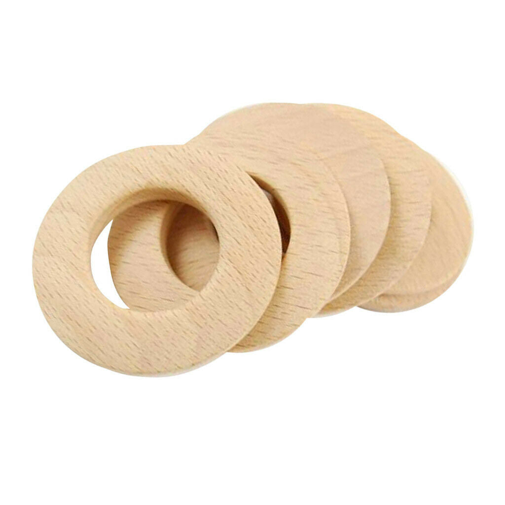 6Pcs Wooden Rings Circle Wood Pendant Connector for DIY Projects Making 50mm