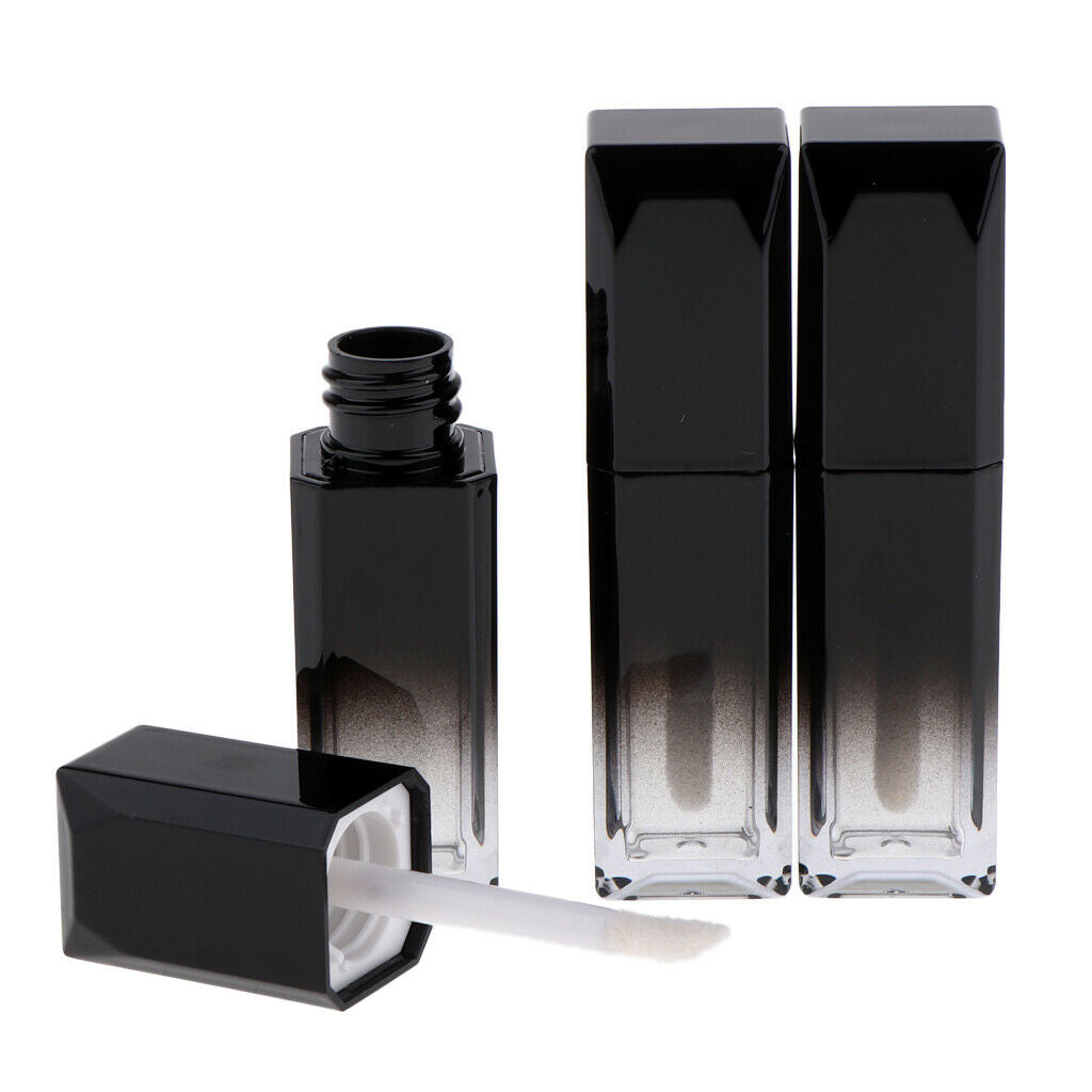 3pcs Refill Lip Gloss Bottle Lipstick Cosmetic Tube 4.5ml Black Ombre Clear