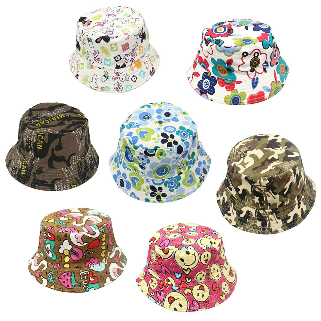 Kids Girls Boys Bucket Hat Beach Sun Summer Outdoor   #6
