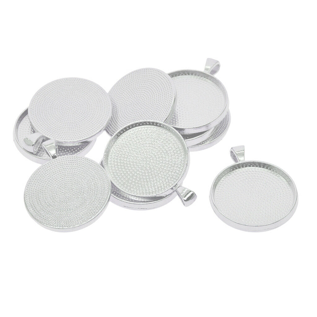 10PCS Round Blank Bezel Tray Base for 42x33mm Pendant Connector DIY Craft