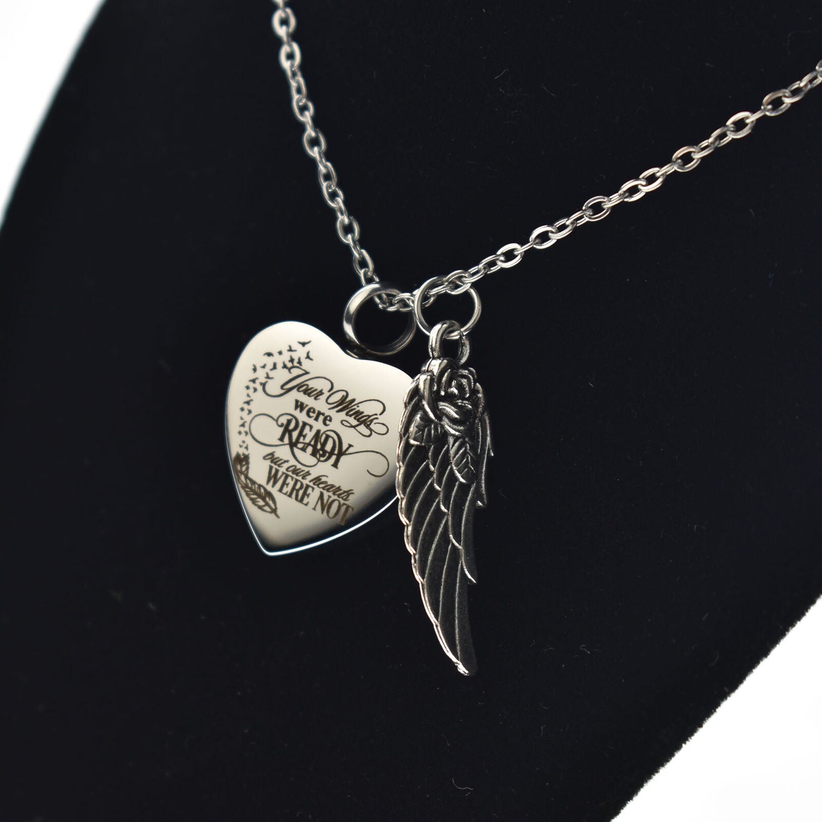 New Your Wings were Ready But Our Hearts were Not Heart Cremation Memorial Urn