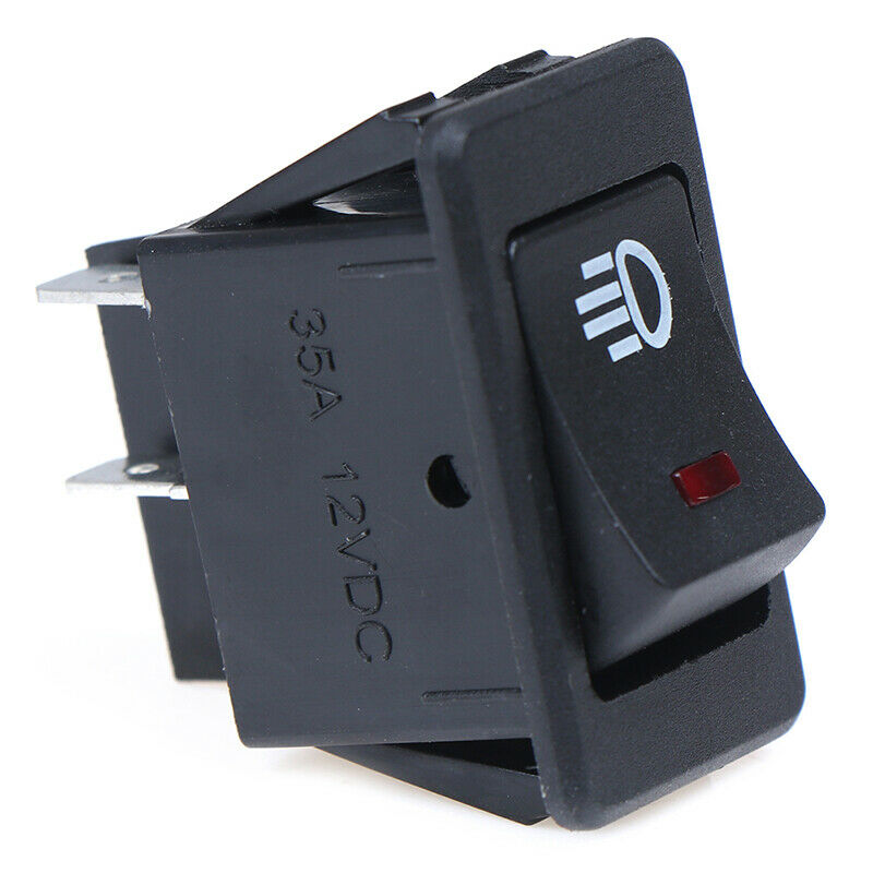 12V 35A Universal Car Red LED Fog Light Rocker Switch Dash Dashboard 4Pin WF