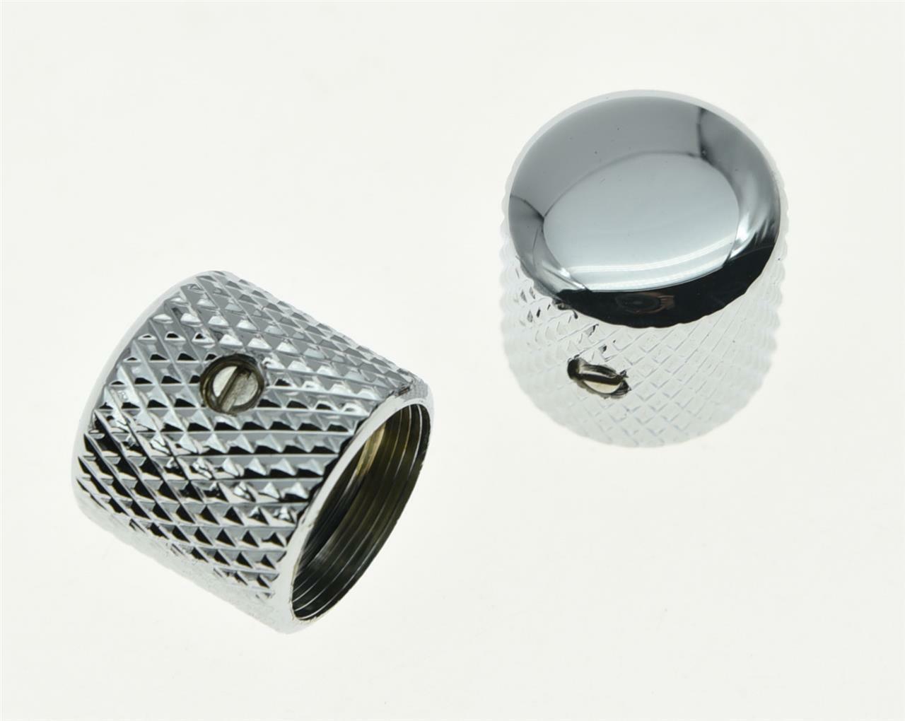 2pcs Set Screw Chrome Metal Guitar Dome Knobs for Tele Telecaster or Bass Knob