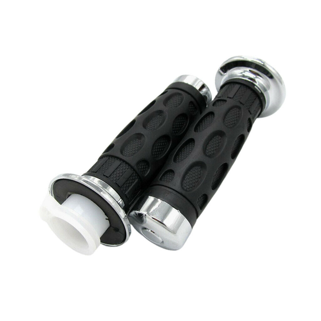 Rubber Road Motorcycle Handlebar Grip Soft Black 7/8" Grips Pairs Rubber