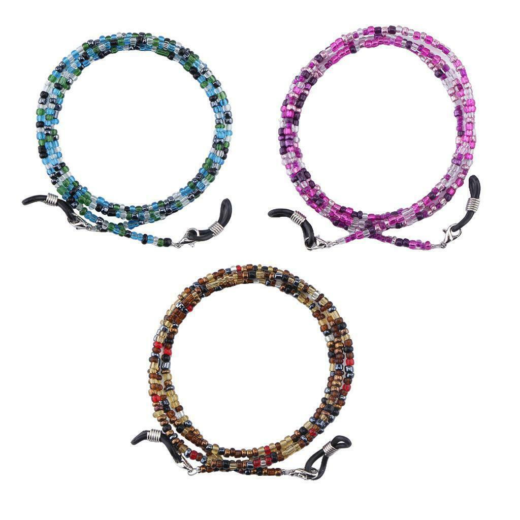 3pcs 69cm Beaded Eyeglass Holder Retainer Glasses Cords Straps Necklace