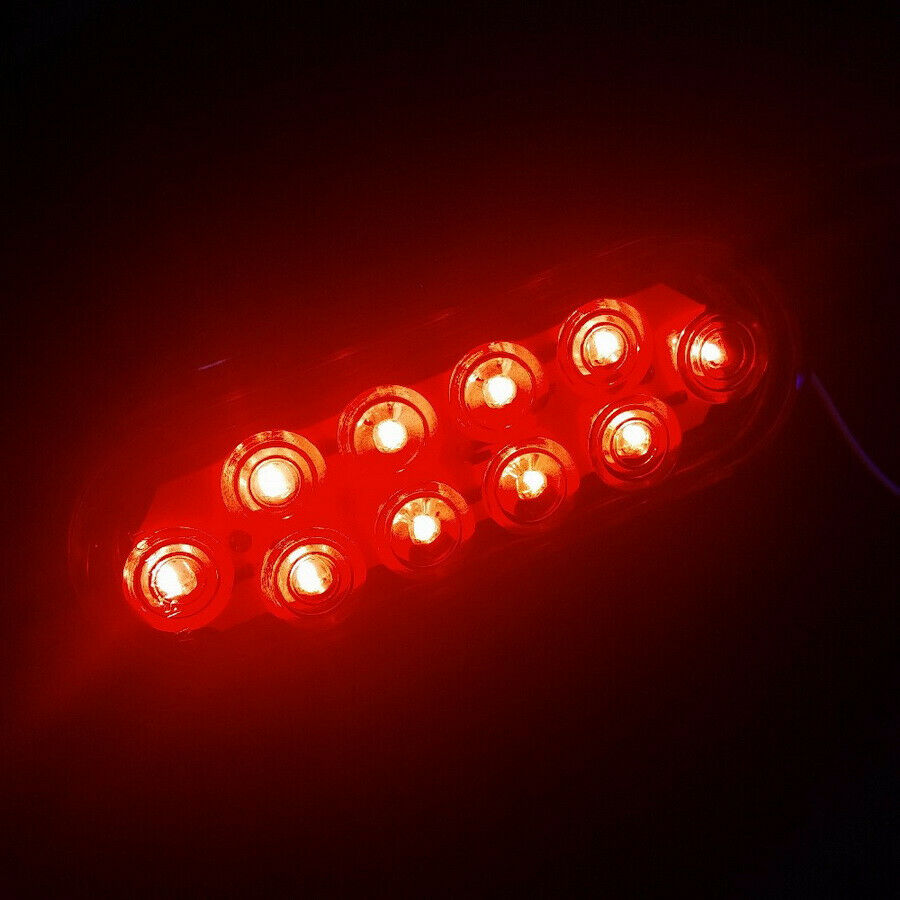 2Pcs 6'' Red 10-LEDs Car Truck Tail Lights Brake/Stop/Turn Signal Side Lamps 12V