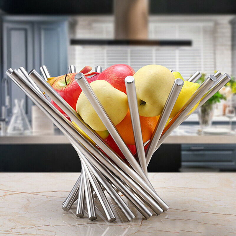 Home Stainless Steel Foldable Fruit Basket Tray Multi Removable Fruit TrayBDAU
