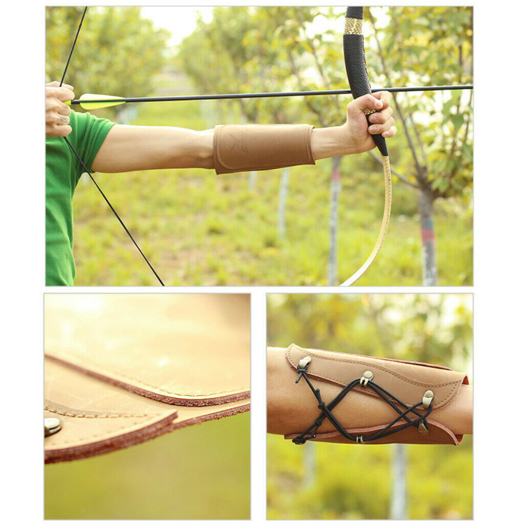 Archery Bow Arm Guard Handmade Lace-up Cow Leather Traditional Bow Hunting