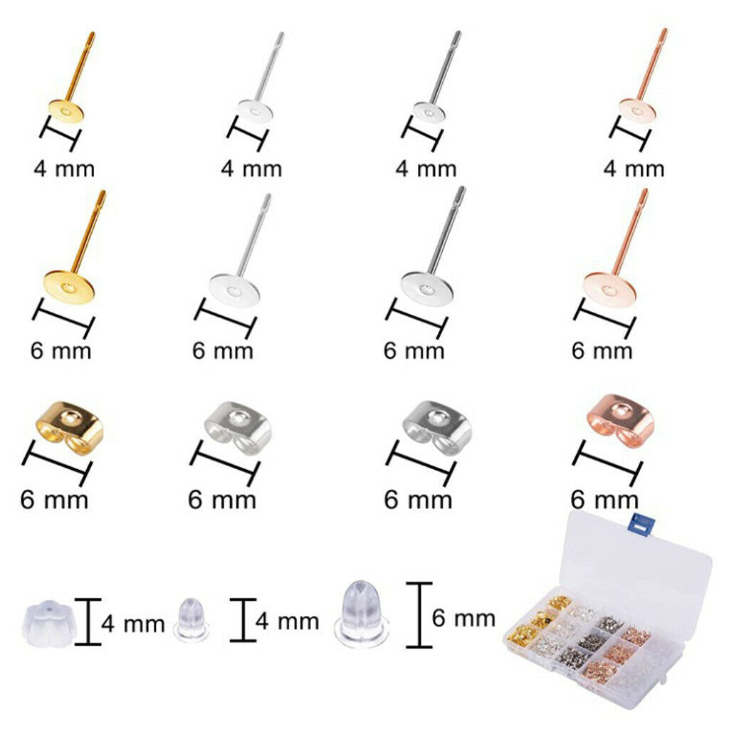 2600pcs Earring Stud Posts Earring Stoppers Earplugs DIY Jewelry Accessories