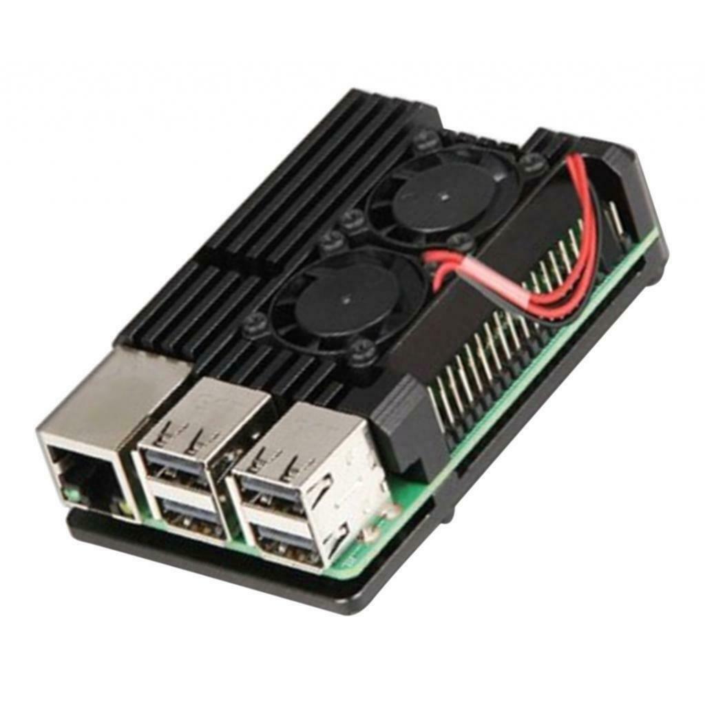 Black Heat-Sinks Case For Raspberry Pi3 2B 3B Box Alloy w/ Double Fans