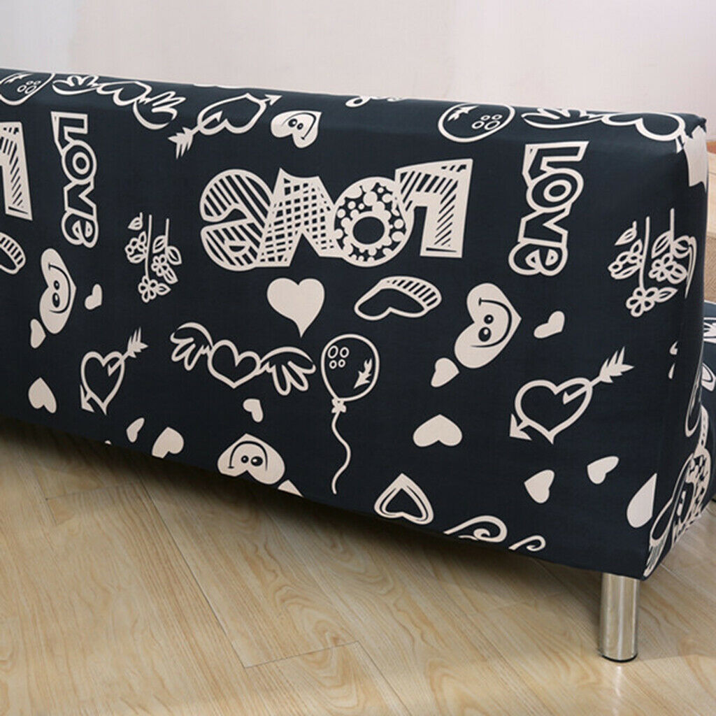 Universal 3-Seat Sofa Covers Armless Settee Couch Protector Elastic Throw Love
