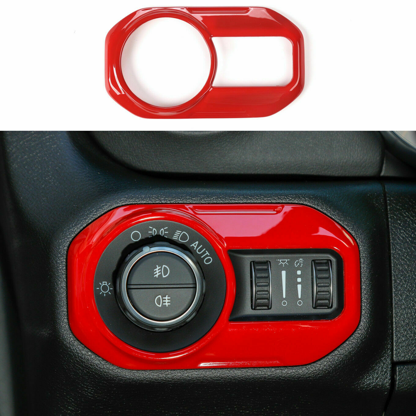 For Jeep Wrangler JL 18+ Gladiator JT 20+ Headlight Switch Button Cover Trim Red