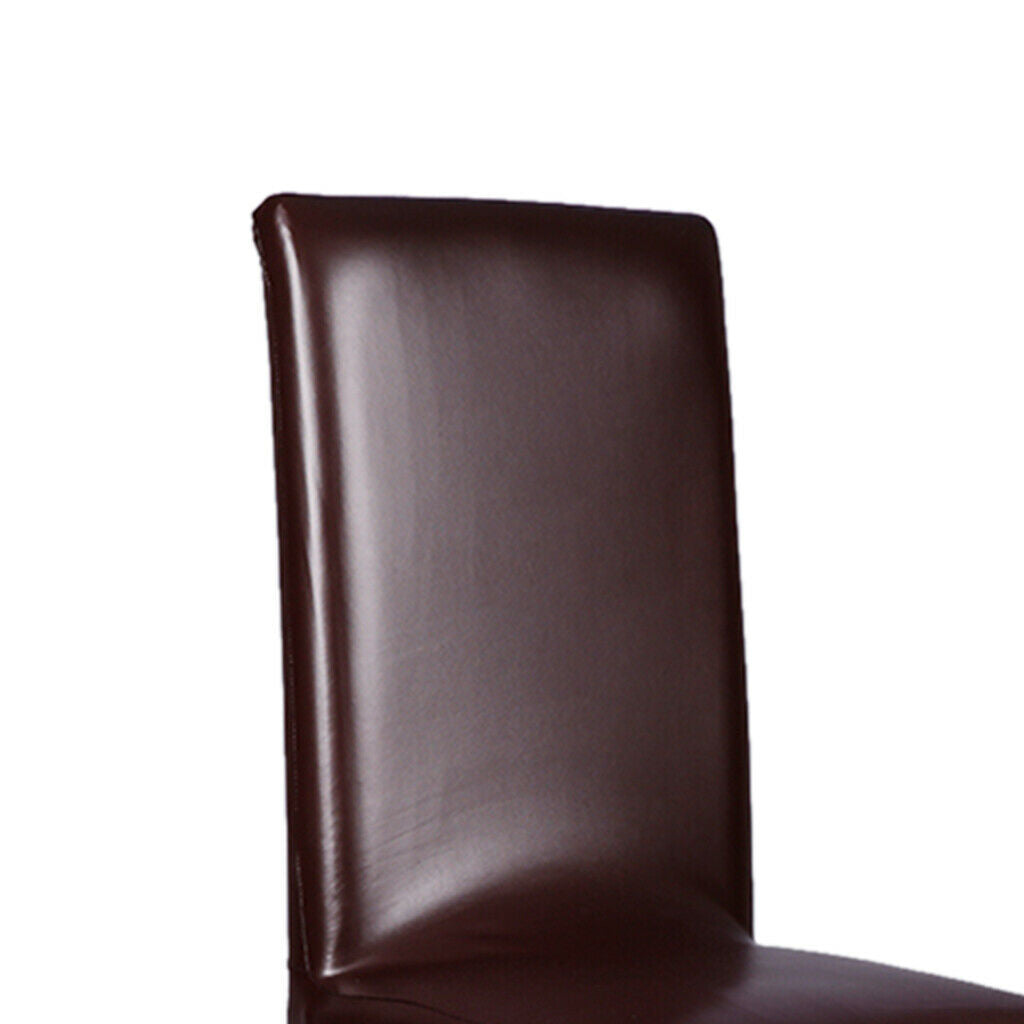 2xHome Restaurant Chair Siamese Elastic Leather Cover Brown E